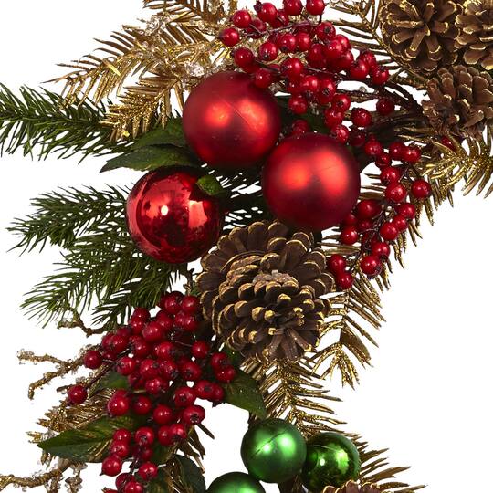 24" Ornament, Pine & Pinecone Wreath